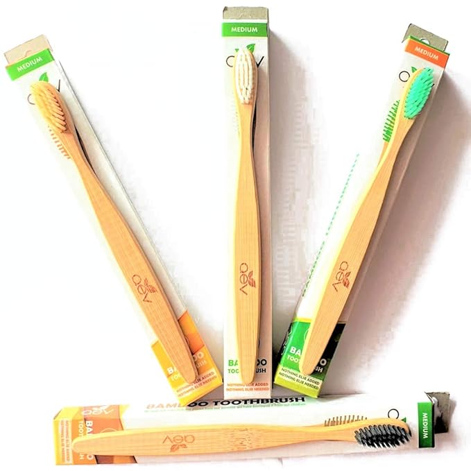 AEV Nature Bamboo Toothbrush with mint leaves