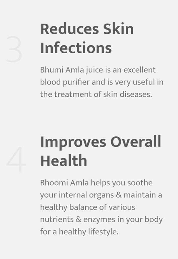 Parijata Herbs Bhumi Amla/Nelanelli Powder benefits for skin infections and overall health.