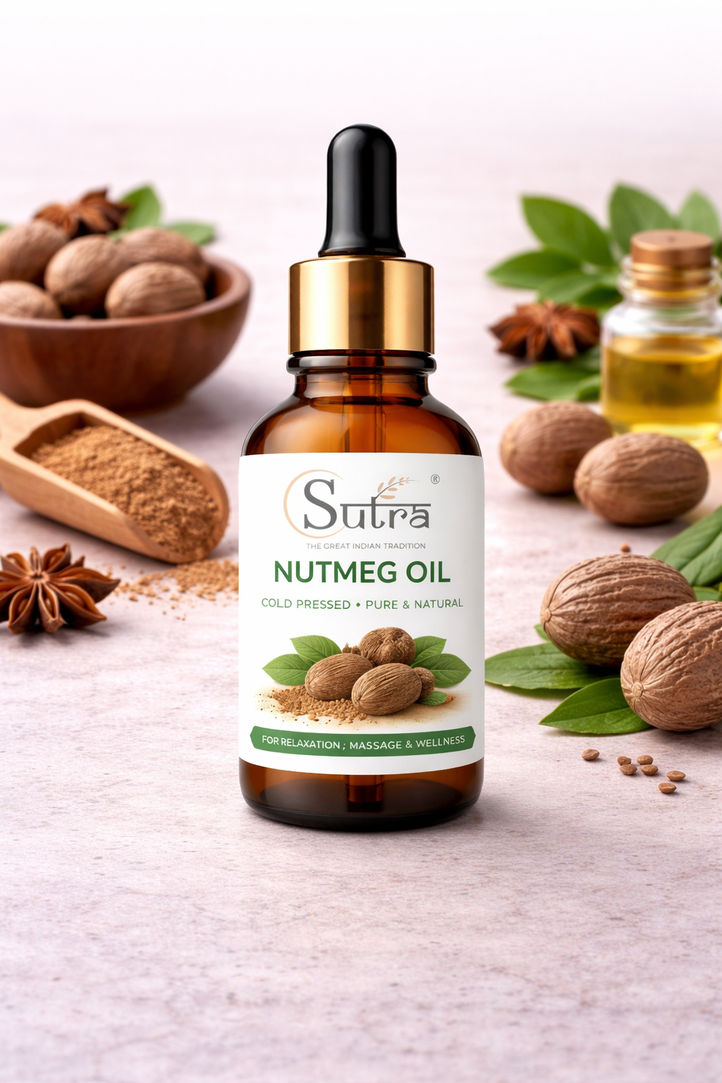 Nutmeg Essential Oil | Pure Natural Oil for Aromatherapy & Relaxation | Sutra