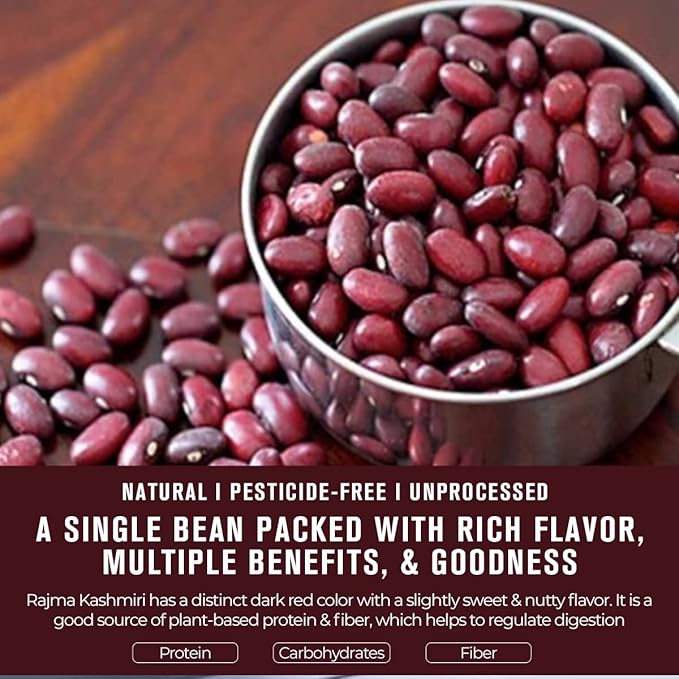 Eco-friendly packaging of Safe Harvest Rajma Kashmiri on kitchen shelf 