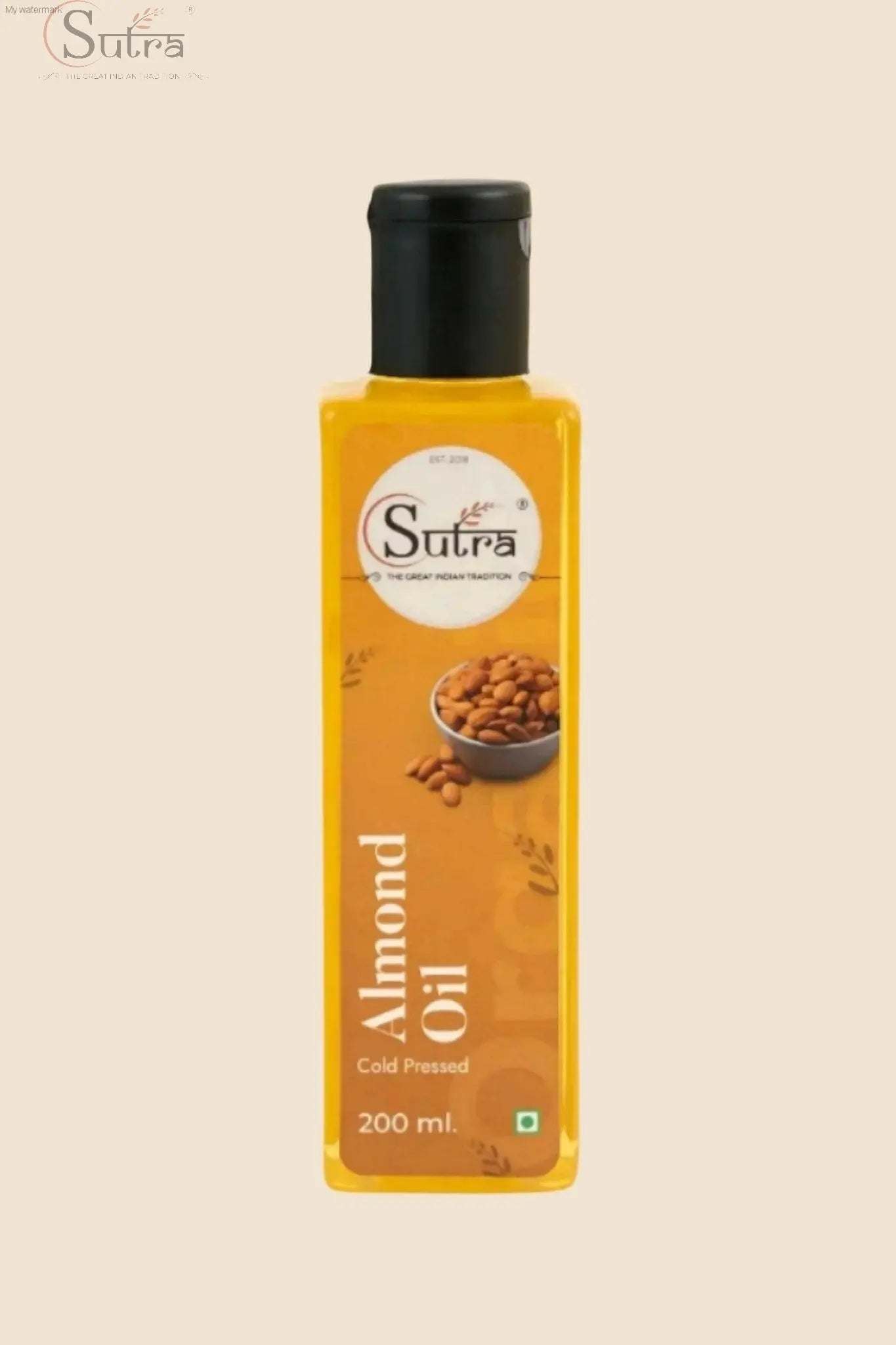 Edible Almond Oil Cold Pressed in Wooden Chekku