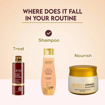 Jovees Henna & Ginseng Anti Hair Loss Shampoo for nourishing and strengthening hair.