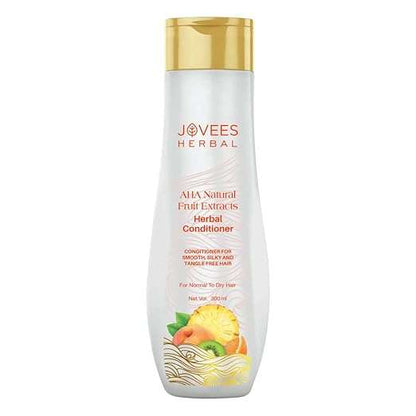 Jovees AHA Natural Fruit Extracts Conditioner for smooth, tangle-free hair, enriched with fruit extracts and AHA.