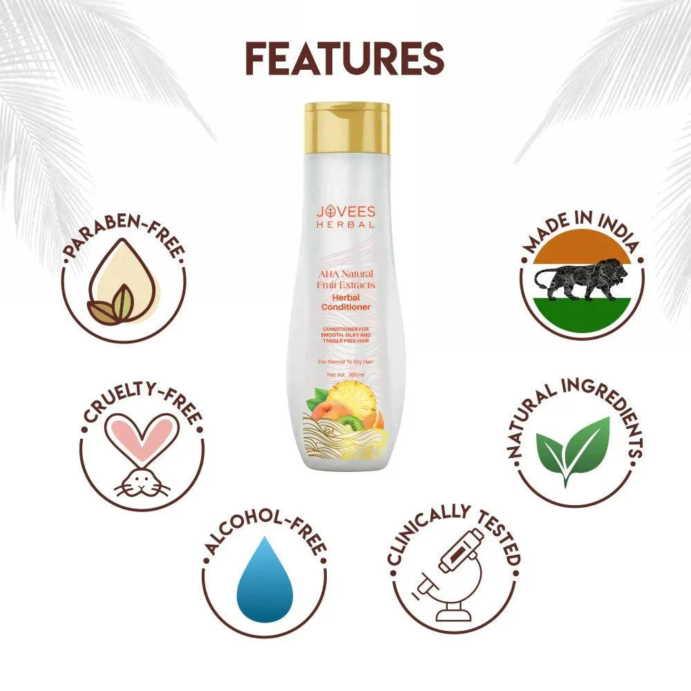 Jovees AHA Natural Fruit Extracts Conditioner with natural ingredients for smooth, tangle-free hair.