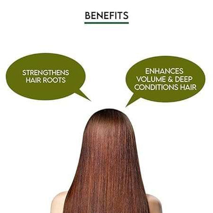JOVEES Herbal Henna Mehndi benefits: strengthens hair roots, enhances volume, deep conditions hair.