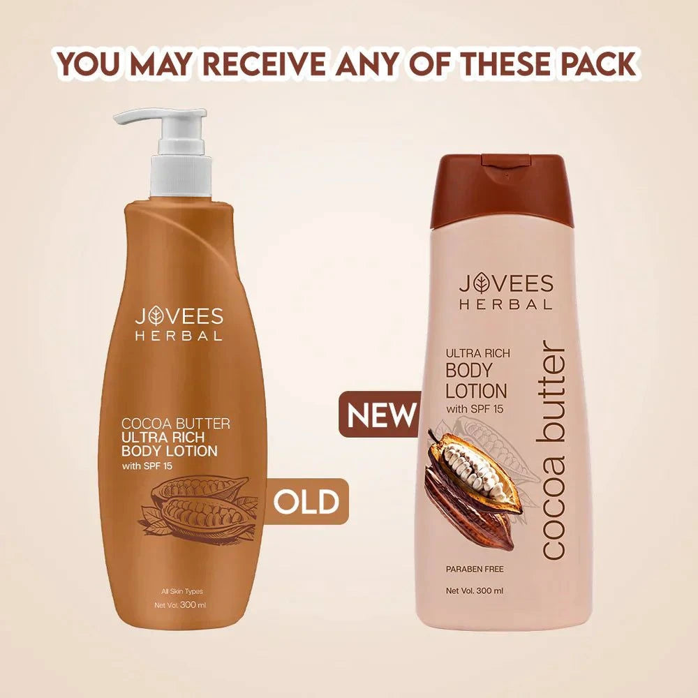 Jovees Cocoa Butter Hand & Body Lotion bottles, nourishing and hydrating skincare by Sutrakart.