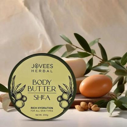 Jovees Shea Body Butter for deep moisturization of dry skin with shea butter and oils.
