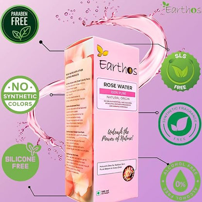 Natural Steam Distilled Rose Water in Spray Bottle by EARTHOS