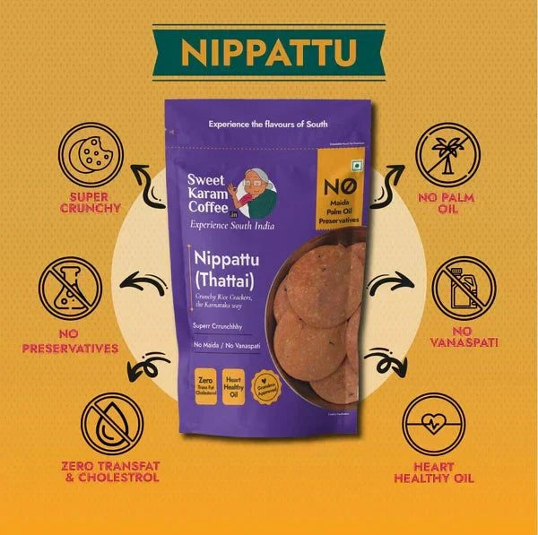 Sweet Karam Coffee Nippattu - 150g | Crispy & Spicy South Indian Snack by Sutrakart