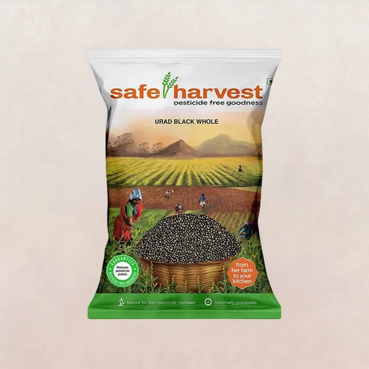 Safe Harvest Pesticide Free Urad Black Whole 1kg pack 