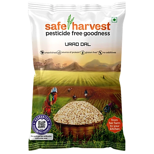Safe Harvest Pesticide Free Urad Dal 500g front pack