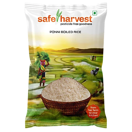 Safe Harvest Ponni Boiled Rice 1kg front pack view