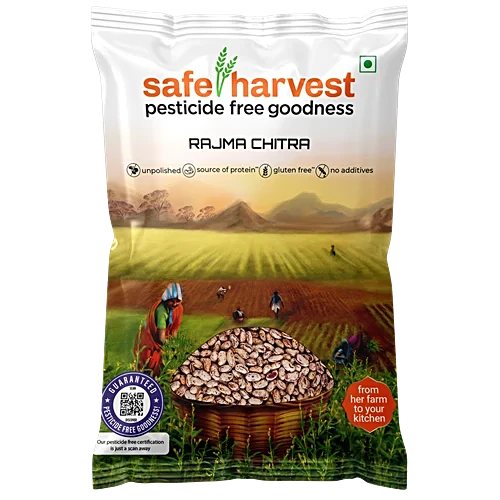 Safe Harvest Rajma Chitra 500g pesticide-free kidney beans pack
