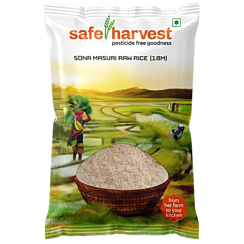 Safe Harvest Sona Masoori Raw Rice 1kg pack – pesticide-free and aged