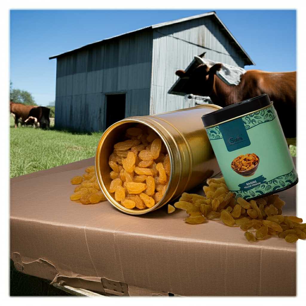 Sutra Golden Yellow Raisins | Premium Kishmish in Tin | Fresh, Natural & Nutritious Dry Fruits | 75g Pack