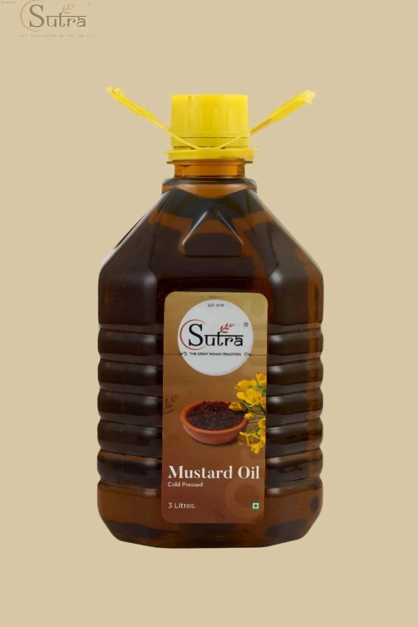 Sutrakart Kachi Ghani Mustard Oil in Glass Bottle