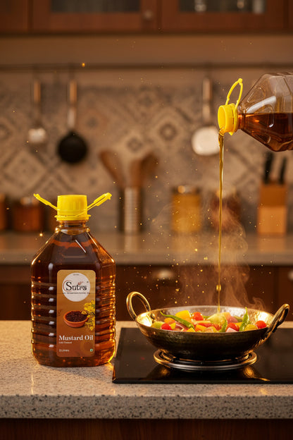 Sutrakart Kachi Ghani Mustard Oil in Glass Bottle