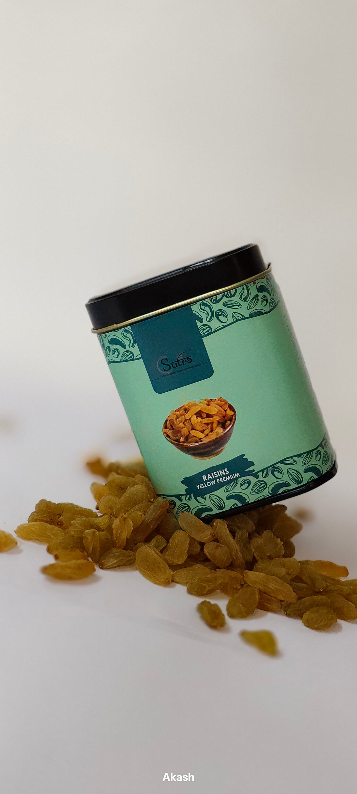 Sutra Golden Yellow Raisins | Premium Kishmish in Tin | Fresh, Natural & Nutritious Dry Fruits | 75g Pack