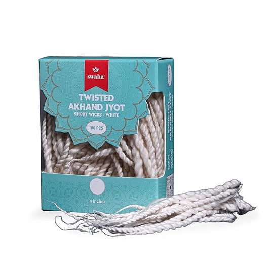 Swaha Akhand Jyot Cotton Wicks 100pcs Pack Size 4