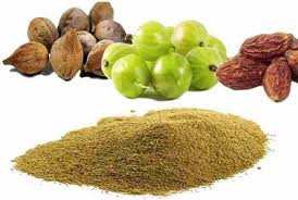 Parijata Herbs Triphala Powder with natural herbal ingredients for digestive health.