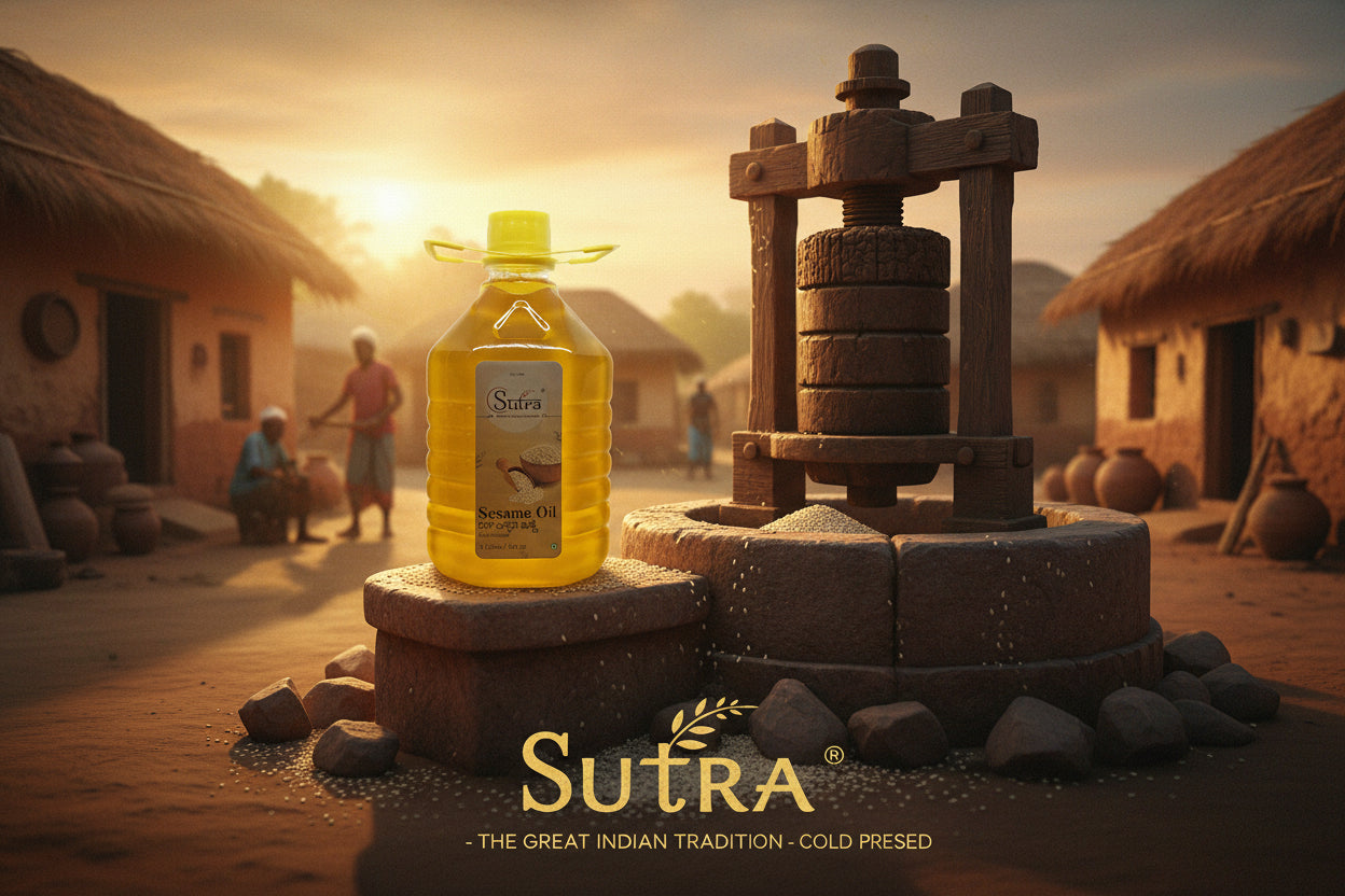 Wood & Cold Pressed Til Oil used for Cooking