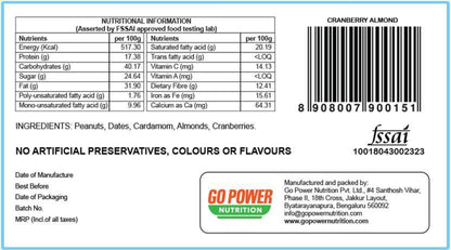 Happy Bar – Date Almond & Cranberry Energy Bar | Healthy Snack