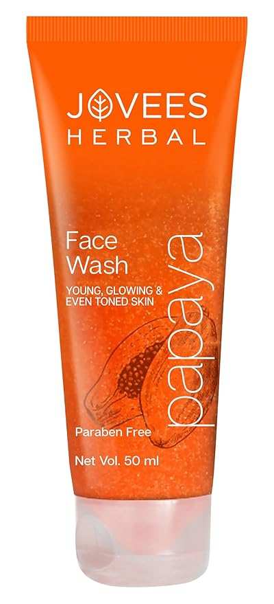 Herbal Jovees Papaya Face Wash tube for glowing skin, 50 ml.