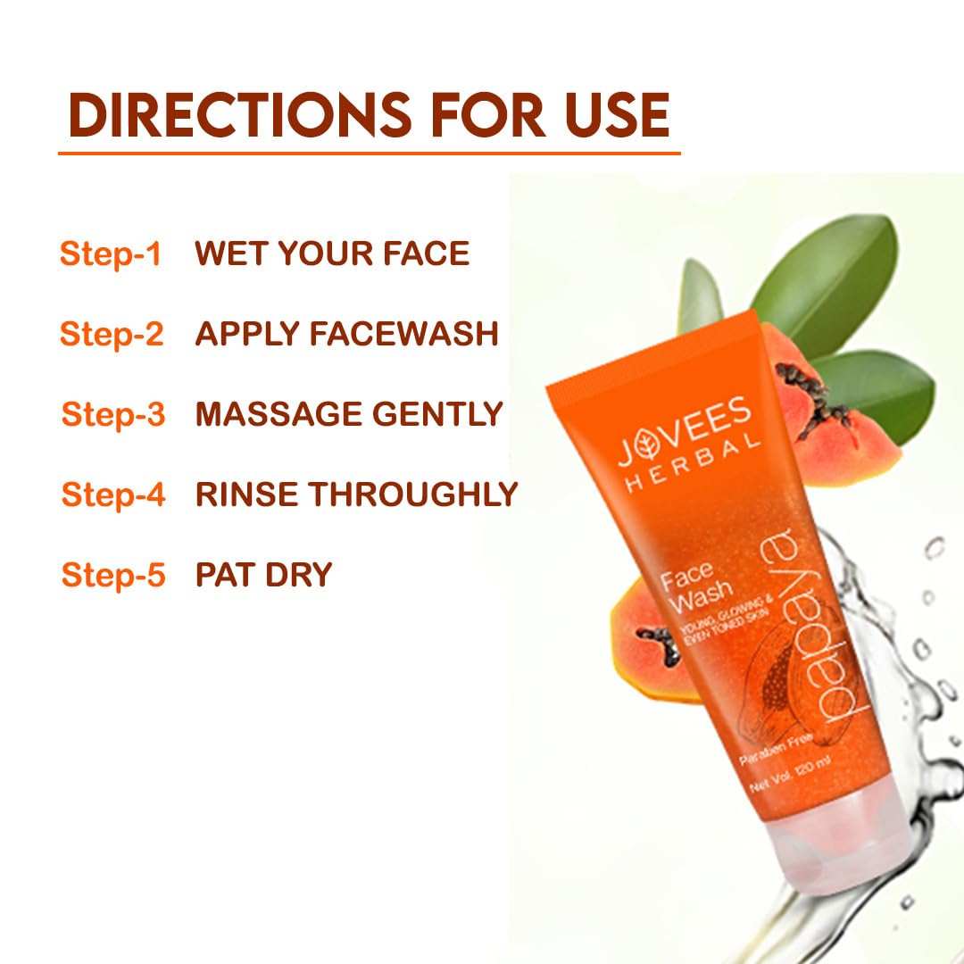 Jovees Papaya Face Wash with papaya extract for glowing skin and brightening effect.